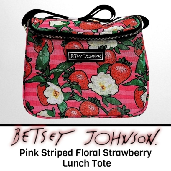 Betsey Johnson Pink Strawberry Insulated Lunch Tote - Picture 9 of 9